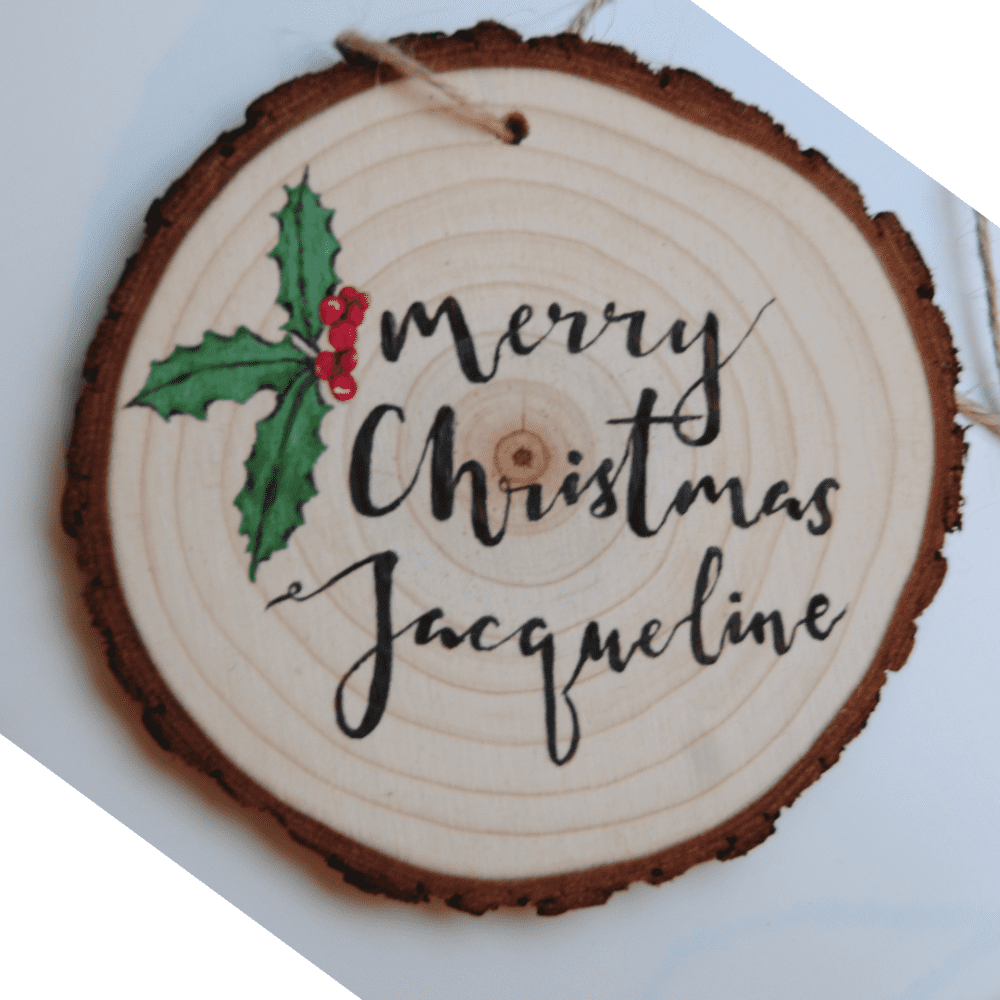 Holly Christmas Tree Decoration Personalisation